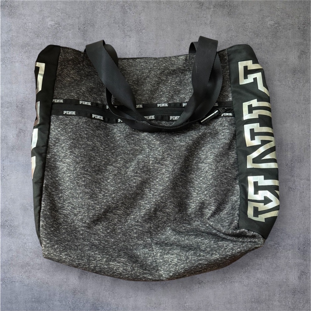 Victoria's Secret "PINK" Gray & Black Large Tote Gym Bag